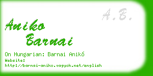 aniko barnai business card